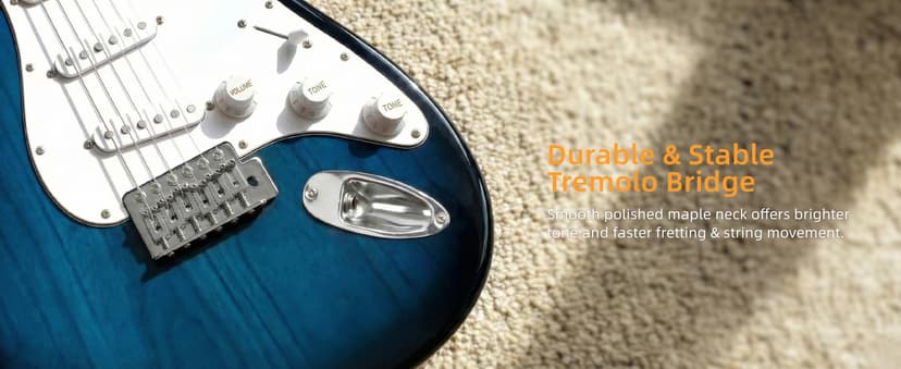 ZENY 39" Full Size Electric Guitar with Amp, Case and Accessories Pack Beginner Starter Package, Blue Ideal Christmas Thanksgiving Holiday Gift