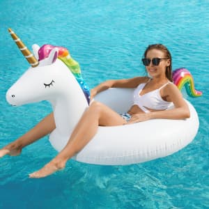 Inflatable Unicorn Flamingo Pool Floats - Jasonwell 2 Pack Pool Floaties Inflatables Rafts for Swimming Pool Tubes for Floating Lake Beach Floaty Swim Rings Pool Party Toys for Adults Kids