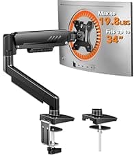 ErGear Single Monitor Arm, Fully Adjustable Monitor Mount for 13–34 Inch Screens, Fast Install Computer Monitor Stand with Tool-Free VESA Mount, Cable Management, Holds 19.8 lbs, Max VESA 100x100mm