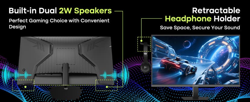 Amzfast 27" 240Hz 1ms FPS Gaming Monitor, Fast VA FHD 1080P, Adaptive Sync, HDR 400, 4000:1 Contrast, 125% sRGB, Built-in Speaker, HDMI 2.0 & DP 1.4 with DP Cable, VESA