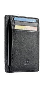 GH GOLD HORSE Slim RFID Blocking Card Holder Minimalist Leather Front Pocket Wallet for Women