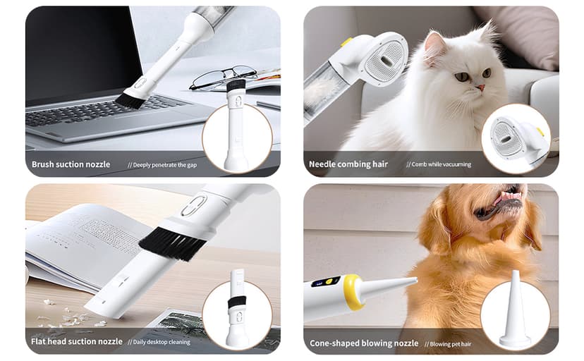 Cordless Dog Vacuum Groomer Kit,Cordless Rechargeable Vacuum Dog Brush for Hair,Handheld mini Pet Vacuum Brush,4200Pa Pet Grooming Cleaner With Comb Hair,Suitable for All Types of Cats and Dogs
