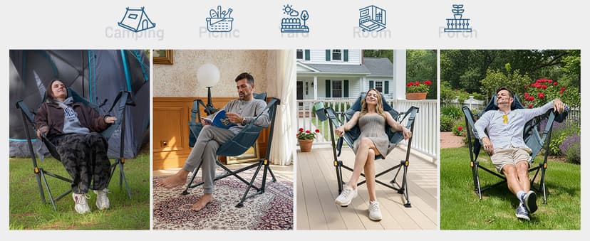 TIMBER RIDGE Hammock Camping Chair with Adjustable Backrest, Heavy Duty Folding Hammock Chair Supports 300lbs, Portable Hammock Chair for Camping, Travelling and Patio, Blue