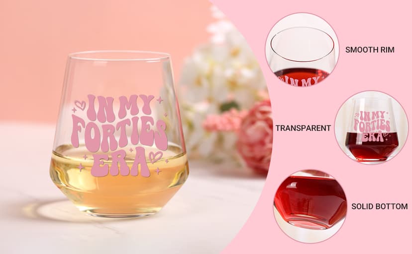 40th Birthday Gifts For Her - In My 40s Era Wine Glass, Best 40th Birthday Gifts For Women, 40 Years Old Gifts For Sister, Son, Daughter, Mom, Best Friend, Birthday Glass For Decorations, 18oz