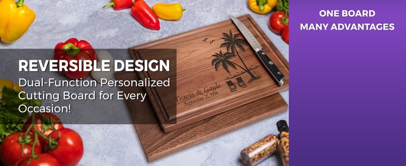Personalized Cutting Board - Custom Engraved Wood Charcuterie Board - Best Wedding Gift Idea for Couples (Bride & Groom), Newlyweds - Handcrafted in USA from Premium Hardwood 002