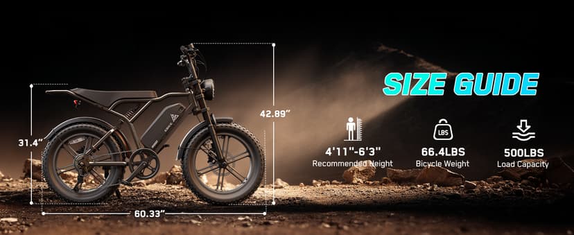 TST Electric Bike for Adults, 1500W Peak Motor 28 MPH 60/100 Miles Fat Tire Ebike with 48V 15Ah/25Ah Removable Battery 20" Electric Dirt Bike Hydraulic Suspension and 7-Speed