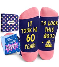 HAPPYPOP Birthday Gifts for Men - Socks for 60 Year Old Dad Grandfather with Greeting Card