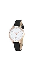 TWOPTION Women's Dainty Analog Leather Dress Watch for Small Wrists, Ladies Waterproof Watches for Women, Reloj para Mujer