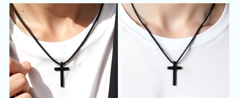 Happy Birthday Gifts for Boys 8-18 Years Old, Black Cross Necklace with Bible Verse Joshua 1:9 for Son, Grandson, Nephew, Friend