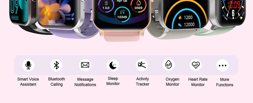 Smart Watch, Smartwatches for Men Women, 1.85" HD Fitness Tracker (Answer/Make Calls), 120+ Sport Modes, Heart Rate/Sleep Monitor, IP68 Waterproof Fitness Watch, Smartwatch for Android iOS (Pink)