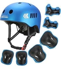 KAMUGO Kids Bike Helmet, Toddler Helmet for Ages 2-8 Boys Girls with Sports Protective Gear Set Knee Elbow Wrist Pads for Skateboard Cycling Scooter Rollerblading