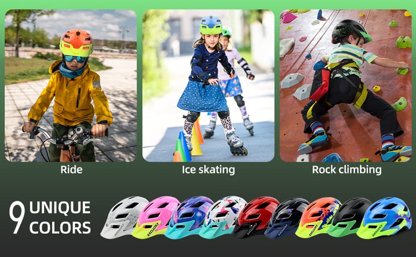 Kids Helmet, Exclusky Kids Bike Helmet Adjustable Safety Lightweight Children Bicycle Helmet for Kids Skating Cycling Scooter Boys and Girls Bicycle Helmets Ages 5-8-14
