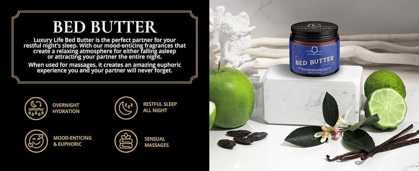 LUXURY LIFE Bed Butter - Scented, Luxurious Body Butter With All-Natural Hyaluronic Acid For Soft, Glowing, Hydrated Skin For Men & Women - Suitable For All Skin Types (Midnight Seduction, 5 oz)