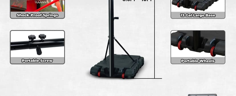 IGL Portable Basketball Hoop, 5.6-10FT Adjustable Basketball Goal System, 44 Inch Outdoor Basketball Hoop & Goals for Kids, Youth, and Adults in The Backyard, Driveway with PC Backboard