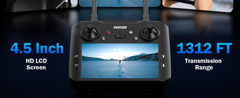 GPS Drone with EIS Camera 4.5" LCD Screen on Controller, FPV Drones Al Track&Orbit Mode with Professional with Auto Return Follow Me for Adult Beginner, GPS Brushless Drone Long Range Circle Fly,Under 249g