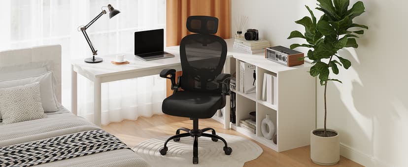 Office Chair Ergonomic Desk Chair, 330LBS Capacity, High Back Computer Chair with Lumbar Support, Flip-up Armrests Swivel Task Chairs for Long Hours Work