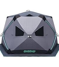 QualyQualy Insulated Pop-Up Tent with Floor - 8-10 Person Ice Fishing Shelter, 147sq.ft Windproof Ice Shack Hut with Stove Jack, Carrying Bag
