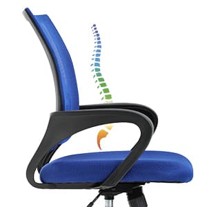 Home Office Chair Desk Chair Computer Chair with Lumbar Support& Armrest, Adjustable Ergonomic Mid Back Task Chair Mesh Rolling Swivel Office Desk Chairs for Bedrooms, Blue