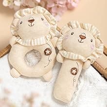 Golray 9pcs Newborn Baby Gift Baskets for Boys Girls Baby Shower, 2 Rattle/Seat Hang Toy/Blanket/Bodysuit/Bib/ 3D Socks/Wood Milestone/Carry Box, Neutral New Born Essential Stuff Unisex Baby Gifts Boy B0DL9ZDMC1