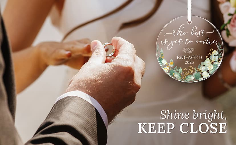 HEXMOZ Engagement Gifts for Couples - Engagement Gift for Newly Engaged Couples, Women, Fiance, Her - Bride to Be Gifts, First Christmas Just Engaged Acrylic Ornament 2025 - Party Decorations