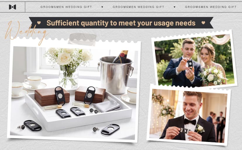 Lasnten 6 Pcs Groomsmen Wedding Gift for Best Man Groomsman, Stainless Steel Cutter for Best Groomsmen Gift Wedding Favors(5 Groomsman and 1 Best Man) B0DP7DBHLW