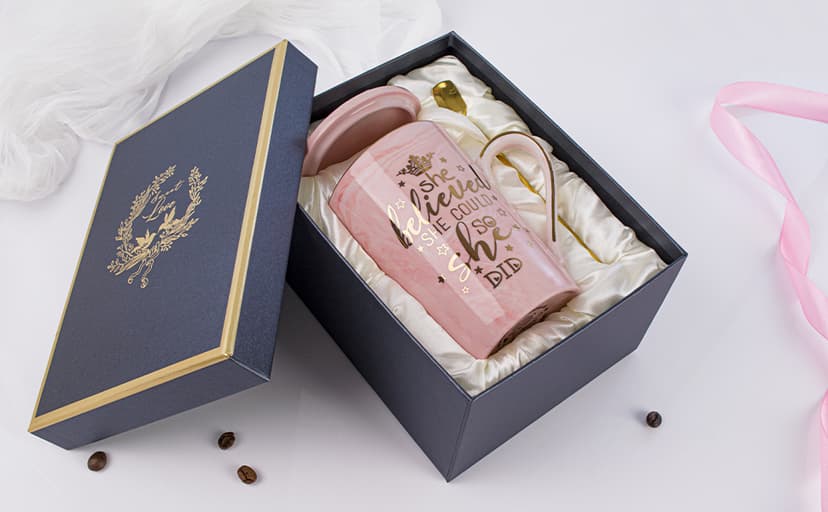 Valentines Spiritual Motivational Congratulations Gifts, 14oz Pink Ceramic Marble Gold Print Coffee Cup, Nicely Gift Boxed Graduation Gifts for Women Her 2026 - She Believed She Could So She Did Mug B0CZ993XBN