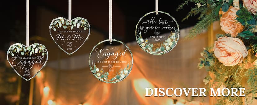 HEXMOZ Wedding Gifts for Couples 2025 - Mr and Mrs Gifts - Bridal Shower Gift, Wedding Ideas for Newly Wed, Bride, Future Mr Mrs - Just Married Glass Ornament 2025, 1st Married Couple Christmas Decor