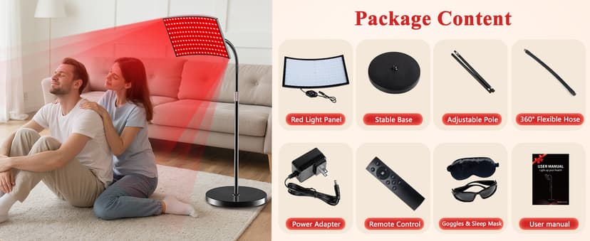 Red Light Therapy for Body Face Infrared Light Therapy for Body with 660nm & 850nm Near Infrared LED Red Light Therapy Panel at Home Protective Glasses for Home Use, Gift for Women Girl B0FH6FN9ZL