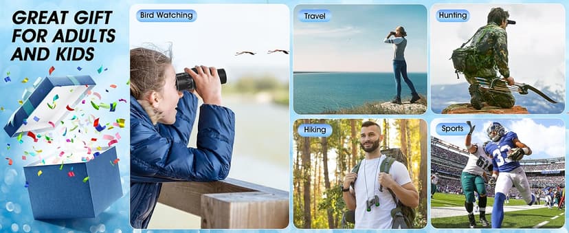 Mini Compact Binoculars for Adults and Kids - Waterproof High Powered Easy Focus Small Binocular, Ideal for Bird Watching, Hunting, Concert, Theater, Travel, Hiking, Sightseeing & Outdoor Sports