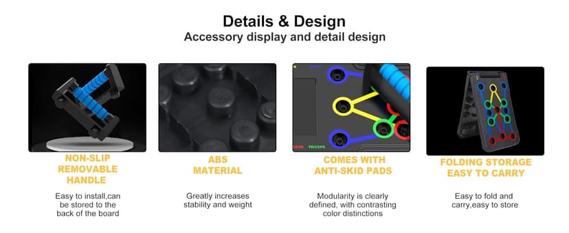 Solid Push Up Board 15 in 1 Home Workout Equipment Multi-Functional Pushup Stands System Fitness Floor Chest Muscle Exercise Professional Equipment Burn Fat Strength Training Arm Men & Women Weights