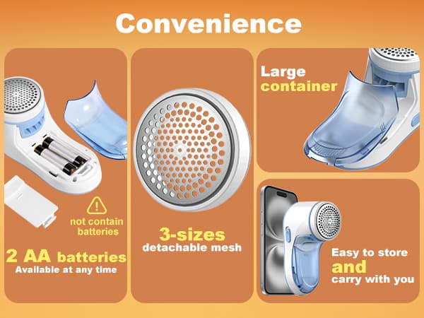Fabric Shaver, Lint Remover for Clothes, Effectively and Quickly Remove Pills, Sweater Shaver with Stainless Steel 3-Leaf Blades and Safety Lock Protection.(Blue & White)