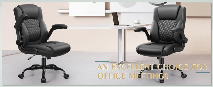 Leather Office Chair, PU Home Computer Desk Chairs with Ergonomic Back Support, 360°Swivel Free,Small Gmaing Chair with Wheels and Adjustable Armrests, for Short People Use, Black