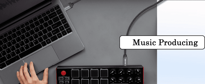 DUKABEL USB Guitar Cable, USB-A to 1/4 TS Cord for Guitar Recording, 8Feet/2.4Meter Instrument Mono Cord for Bass, Mixer, PC, Laptop(Donot Work with RockSmith)