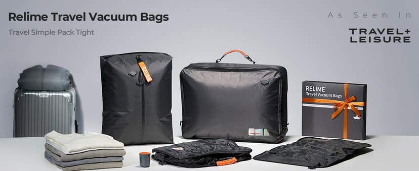 Classic Series Vacuum Bags for Travel Luggage with Wireless Pump, Compression Bags for Carry On Suitcases and Backpack, Vacuum Seal Packing cube for Cloth Packing (2PC + PUMP)