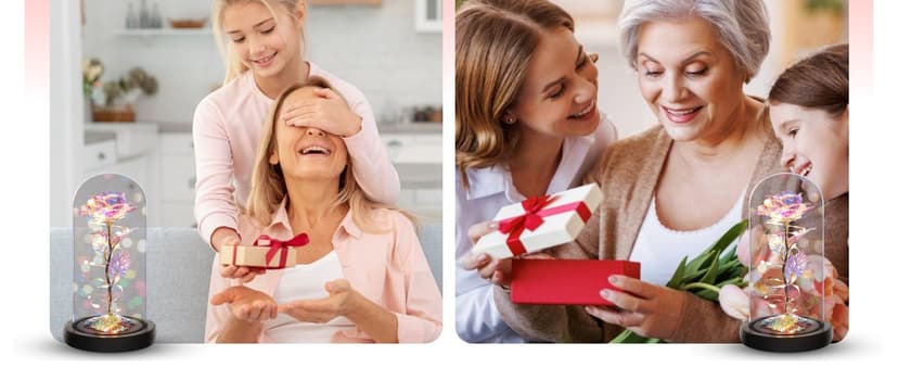 Norcalway Galaxy Rose Flower Gift for Mom from Son, Daughter - LED Light Glass Flower with Timer for Woman, Girlfriend, Wife