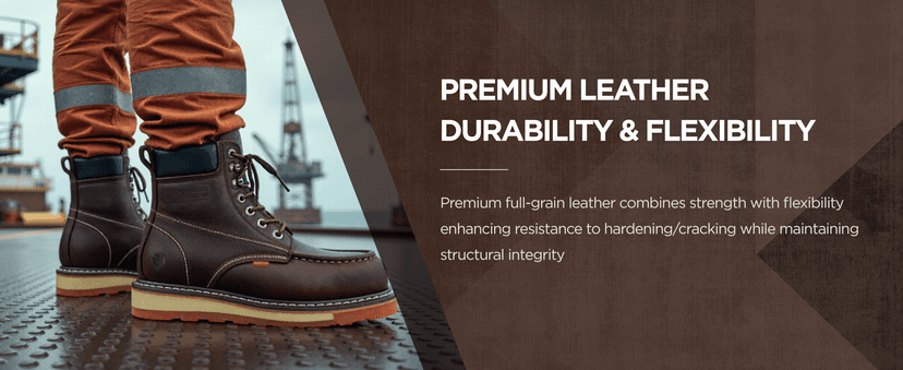 SUREWAY Mens Heavy Duty Soft/Composite/Steel Toe Work Boots for Men-Comfortable,GoodyearWelt,Full Grain Leather,6 in Wedge Moc Toe Construction Boots/Shoes