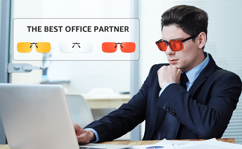 Trysee Rectangular Clip-On Flip-Up Blue Light Blocking Glasses for Eyes Strain/Light Sensitive TS309