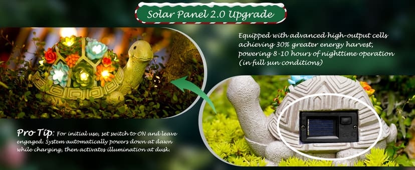 Nacome Solar Garden Outdoor Statues Turtle with Succulent and 7 LED Lights - Lawn Decor Tortoise Statue for Patio, Balcony, Yard Ornament - Unique Housewarming Gifts