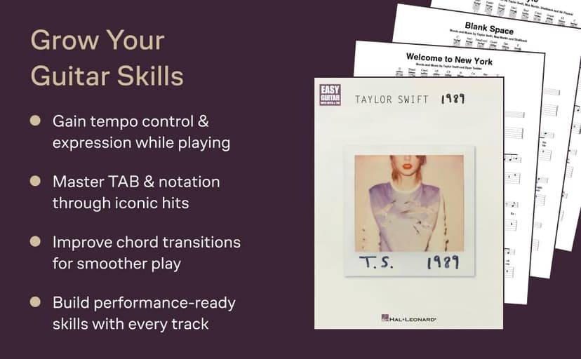 Taylor Swift: 1989 - Easy Guitar Sheet Music Book with Notes and Tablature | Beginner Guitar Songbook for Practice and Performance | Pop Guitar Method ... and Teachers (Easy Guitar With Notes & Tab)