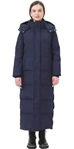 ANYIELIEMO Women’s Thick Long Goose Down Coat Hooded Warm Winter Down Puffer Parka Jacket with Knee-Length Coverage