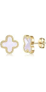 18K Gold Plated Clover Lucky Bracelet for Women White/Black/Red/Green Flower Four Leaf Link Bracelets Trendy Jewelry Gifts for Women