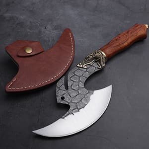 ROCOCO Viking Cleaver Knife Butcher Meat Cutting Boning Knife Hand Forged Chinese Kitchen Axe with Sheath Home Outdoor BBQ Camping Chirstmas Birthday Chirstmas Mother Father Gift Men
