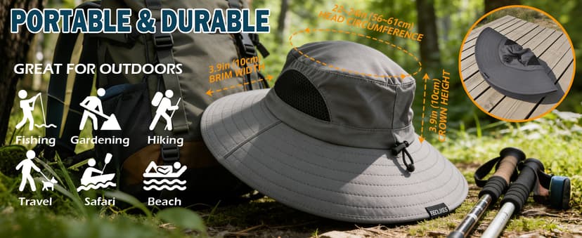 EINSKEY Wide Brim Sun Hat, UPF 50+ UV Protection Waterproof Packable Bucket Hat for Men & Women, Fishing Hiking Beach Garden