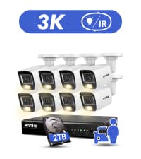 ANNKE 8CH 2MP Security Camera System, 8 Channel H.265+ DVR Recorder, AI Human/Vehicle Detection, 4X 1080P Cams with Smart Dual Light Color Night Vision for Home & Business Surveillance, IP67, 1TB HDD