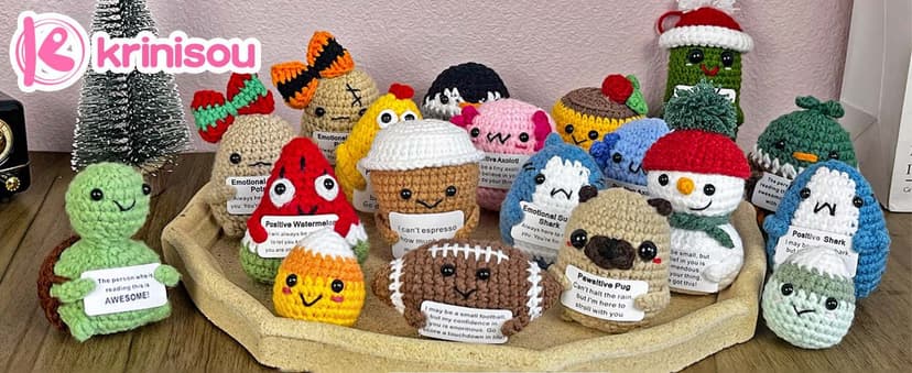 Cute Encouragement Gift for Coworker or Friend Women Men with Support Message Positive Animals Crochet Shark Gift – Mini Emotional Shark Plush B0D2J3GPLD