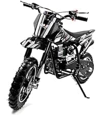 50cc Kids Dirt Bike, 2-Stroke Gas Powered Mini Motorcycle Up to 40MPH, Off-Road Dirt Bike for Kids 8-14 with Front Rear Disc Brakes, Double Shock Absorption (Black)