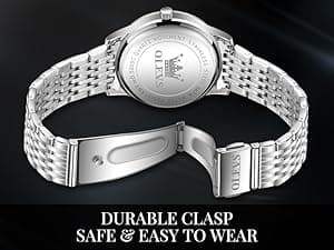 OLEVS Mens Watches Dress Waterproof Watch with Date Day Analog Quartz Casual Wrist Watch Large Number Classic Luxury Luminous Scales 41mm Big Face Easy Read Reloj para Hombre