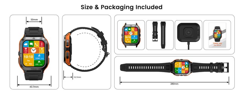 AMAZTIM Smart Watch, 60 Days Extra-Long Battery, 50M Waterproof, Rugged Military Bluetooth Call(Answer/Dial Calls), 1.85" Ultra Large HD Display, AI Voice Assistant, Compatible for Android and iOS