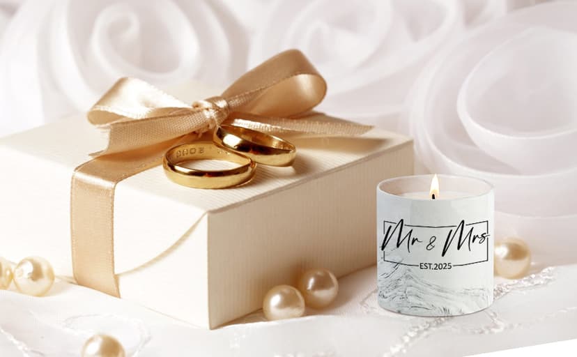 Mr and Mrs Gifts, Wedding Gift for Couples, Newlyweds Wedding Registry Bride and Groom to Be, Bridal Shower Gifts - 6 Oz 2025 New Couple Ceramics Candle