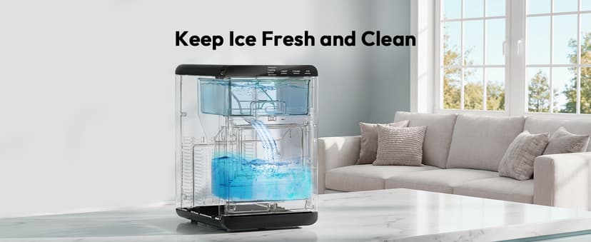 EUHOMY Nugget Ice Maker Countertop, 44Lbs/24H Sonic Ice Maker Machine, Self-Cleaning Pellet Ice Makers with Ice Scoop&Basket, Countertop Pebble Ice Maker for Home/Kitchen/Office